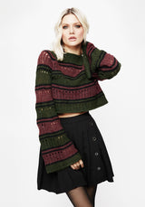 Splinter Stripe Knit Flare Sleeve Crop Jumper