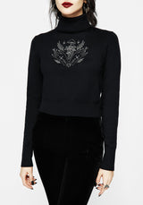 Mystify Embroidered Roll Neck Crop Jumper