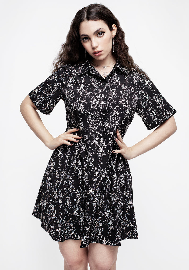 Naomi Floral Mini Shirt Dress