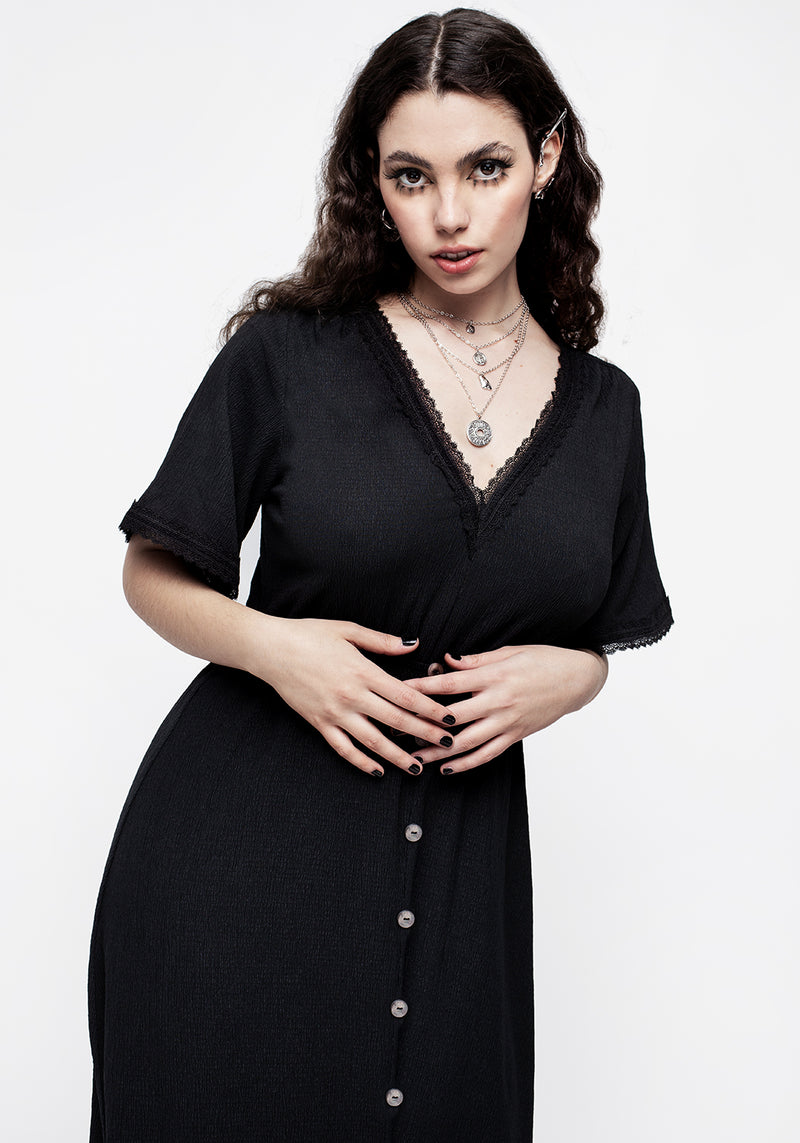 Corruption Crinkle Button Down Midi Dress