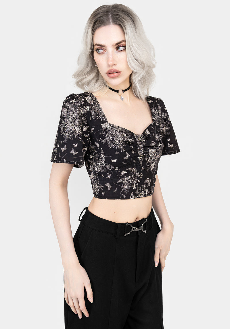 Thalia Button Front Crop Top