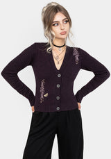 Foxglove Embroidered Knit Cardigan