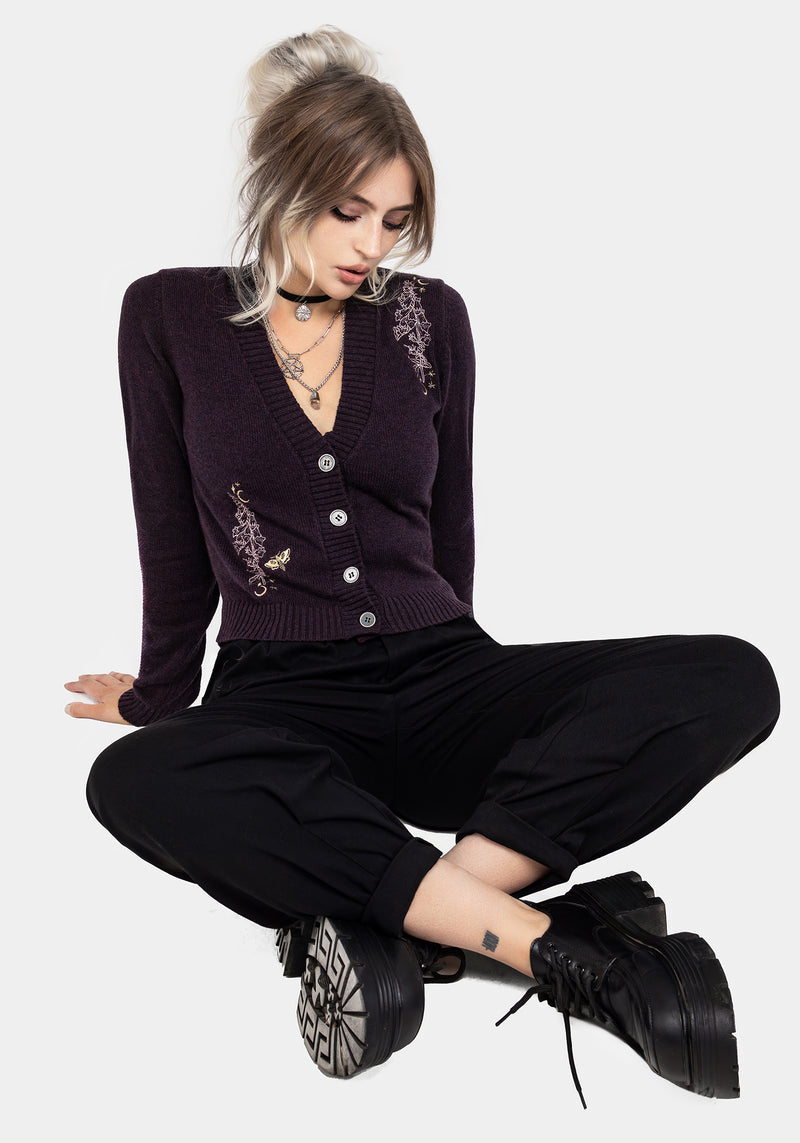 Foxglove Embroidered Knit Cardigan