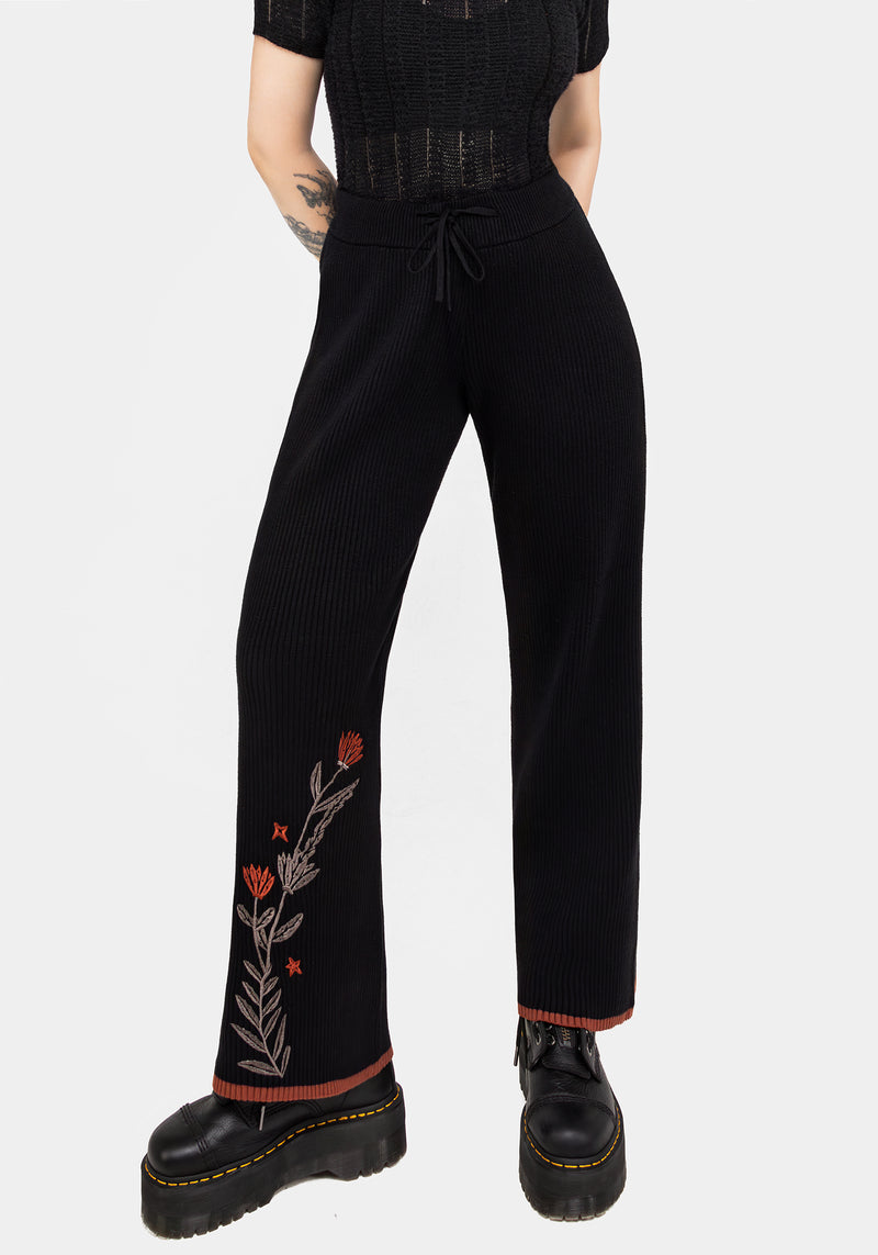 Foxfire Embroidered Knit Joggers