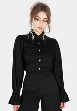 Tempora Embroidered Button Up Shirt - Black