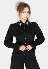 Tempora Embroidered Button Up Shirt - Black