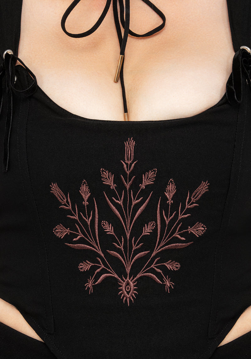 Cybele Embroidered Crop Corset Top