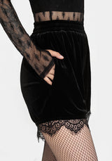 Spydre Lace Hem Velour Shorts