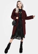 Gorgon Bouclé Oversized Coat - Red