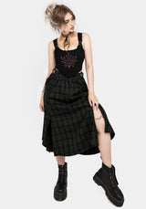 Nightingale Buckled Check Midi Skirt