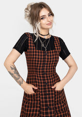 Terra Check Button Up Midaxi Dress - Orange