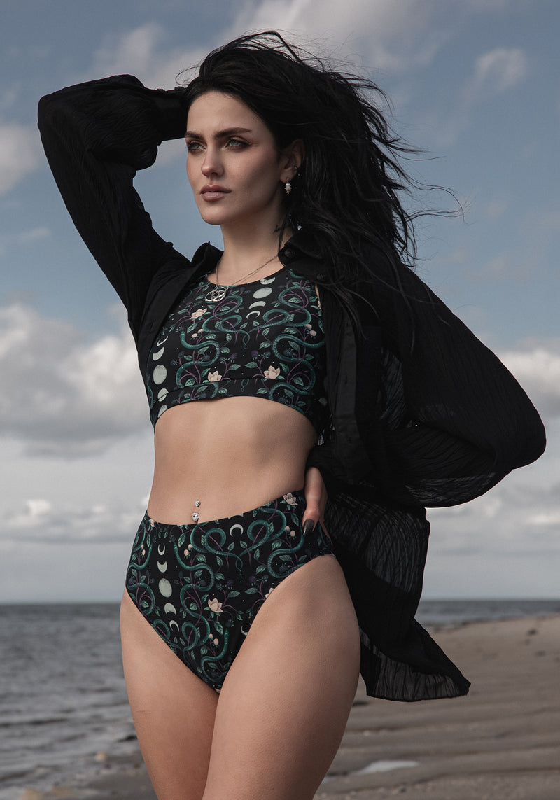 Pythia Snake Print High Waist Swim Bottoms