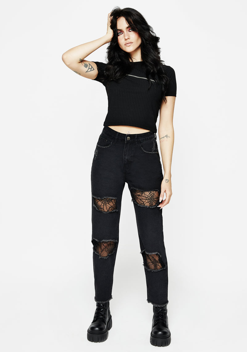 Cobweb Distressed Denim Jeans