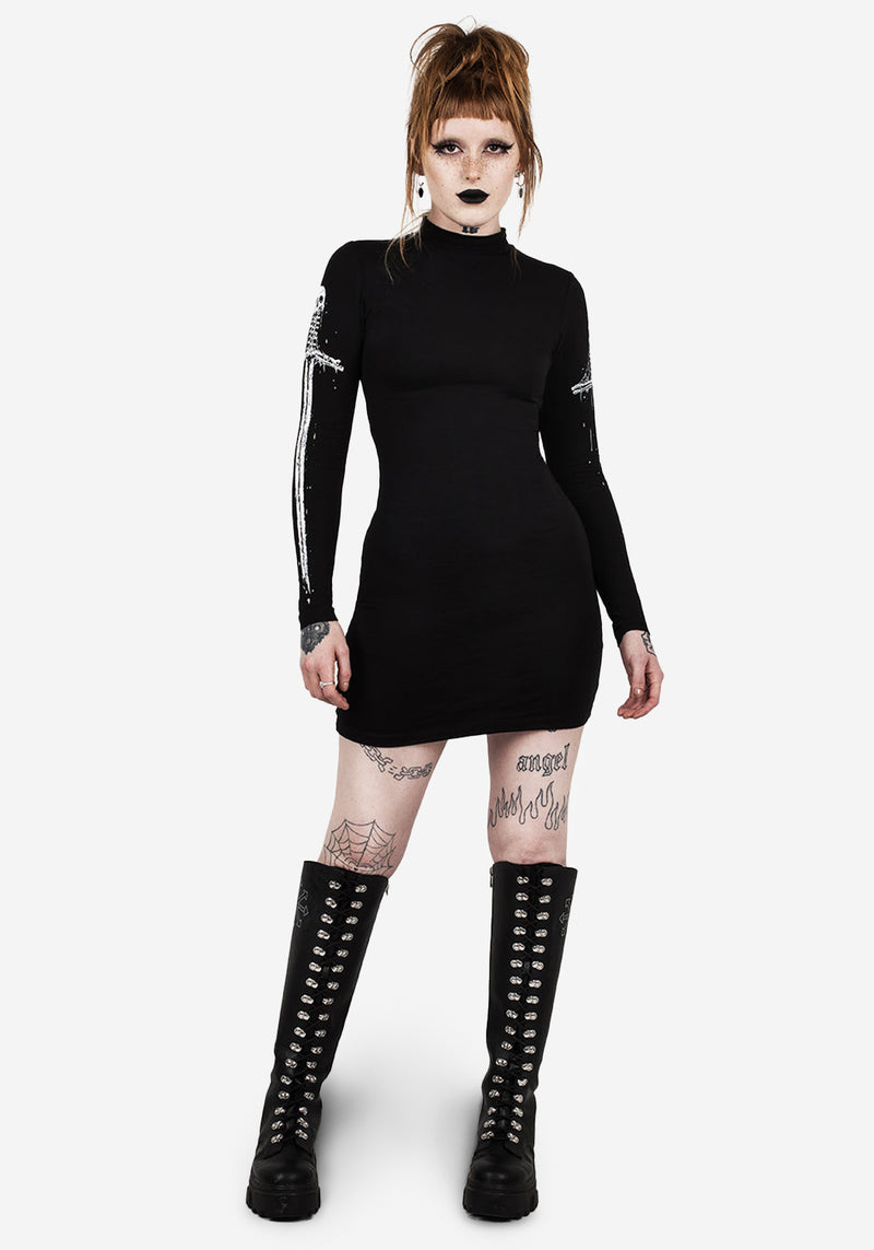 SKULTRO MOCK NECK BODYCON DRESS