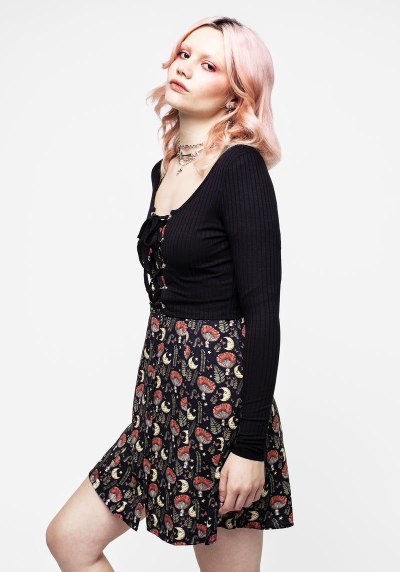 Daimonion Lace Up Crop Top