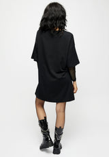 Stigmata Layered Fishnet Sleeve Tee Dress