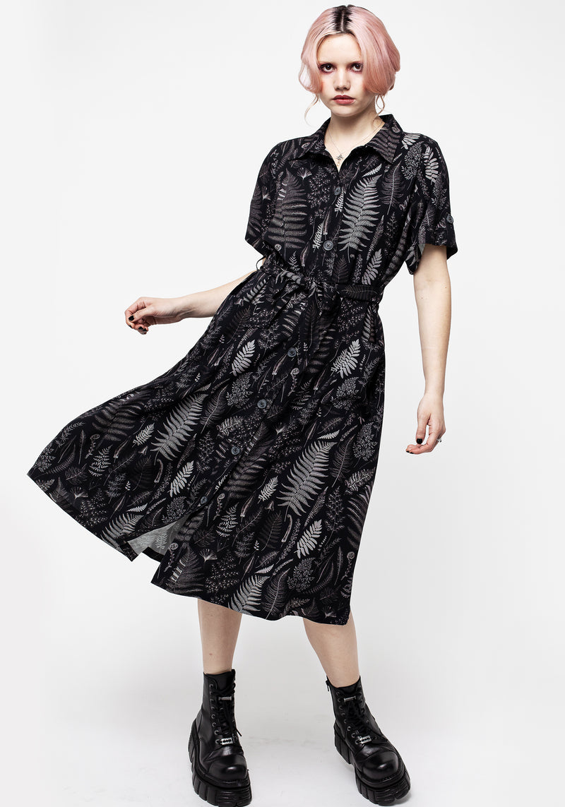 Maidenhair Midi Short Sleeve Shirt Dress