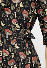 Dreamfast Mushroom Moon Print Midi Shirt Dress