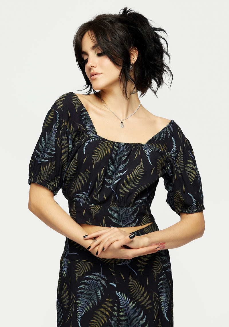 Frond Print Crop Top