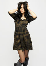 Dropout Check Ruffle Shirred Mini Dress