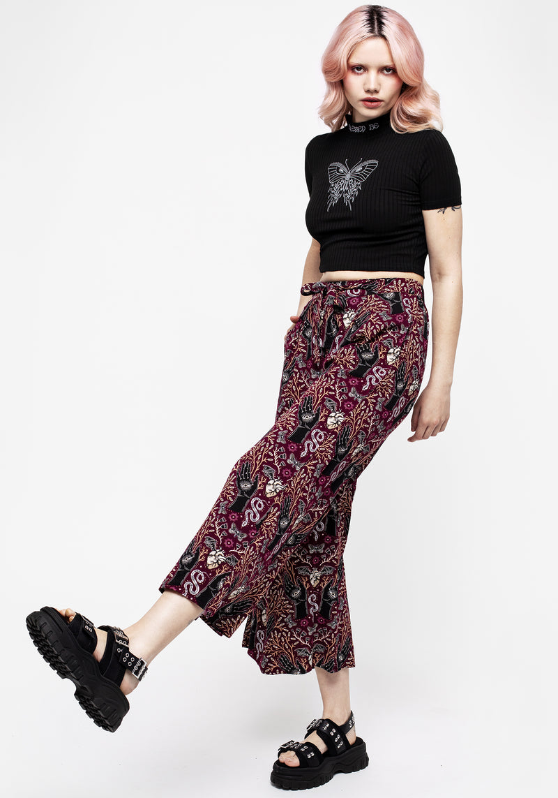 Hemlock Print Tie Waist Culottes