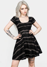 Distortion Short Sleeve Mini Skater Dress