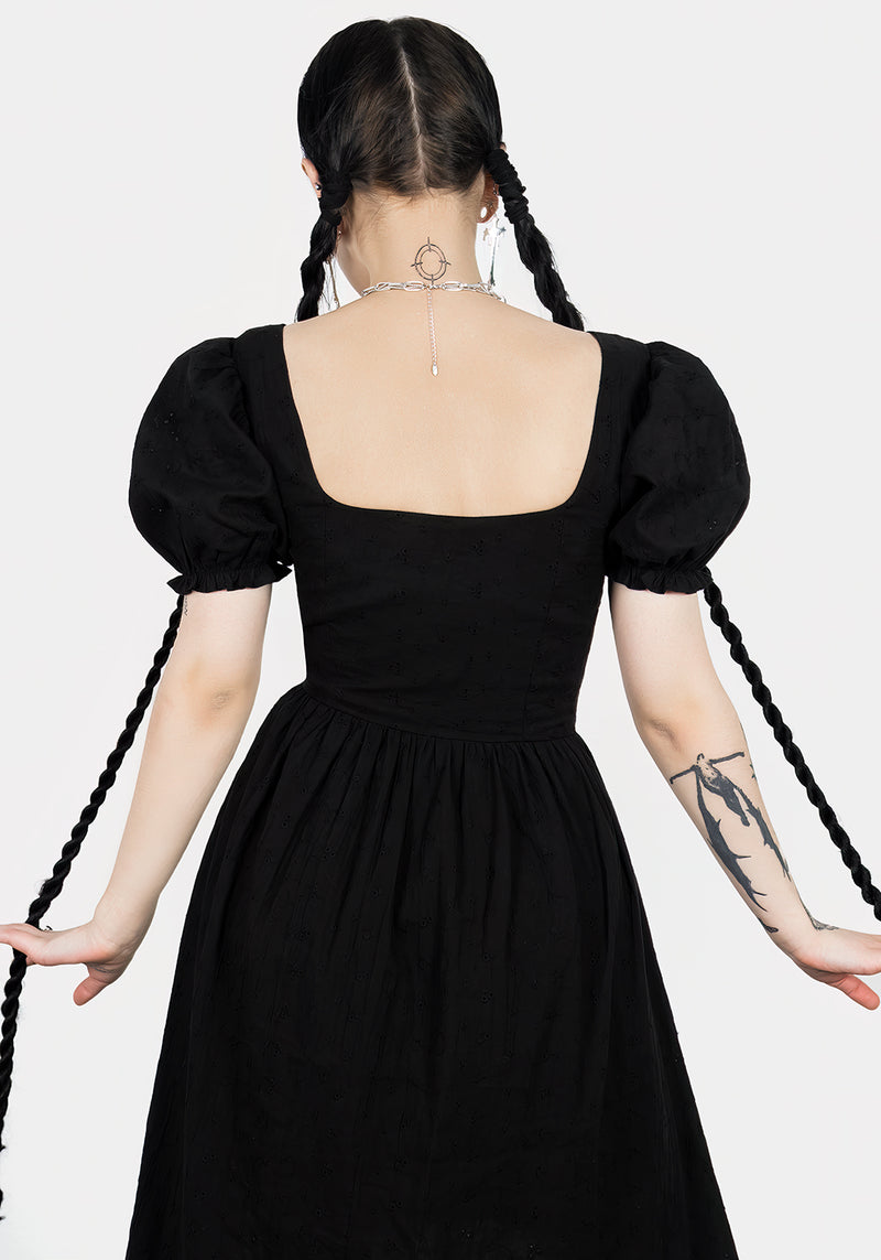 Litha Lace Up Broderie Midi Dress