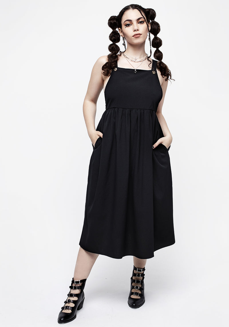 Camden Textured Midi Pinafore Dress