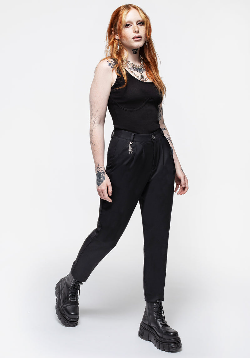 Malverde High Waist Tapered Trousers - Black