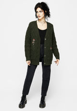 Seelie Embroidered Cable Knit Cardigan