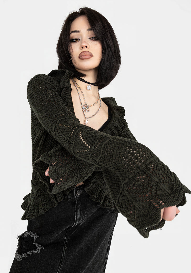 Belleville Ruffle Crop Knit Cardigan