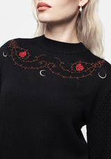 Blush Balloon Sleeve Embroidered Jumper