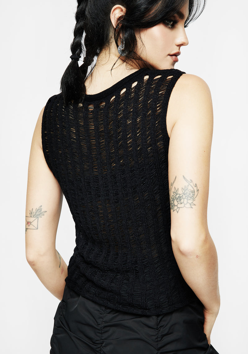 Damage Ladder Knit Sleeveless Top