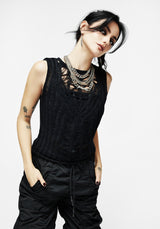 Damage Ladder Knit Sleeveless Top