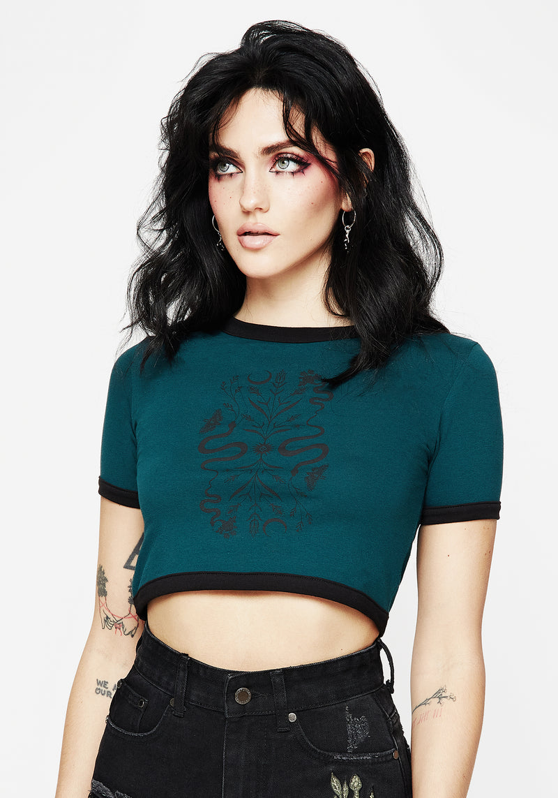 Dominion Snake Print Crop Baby Tee