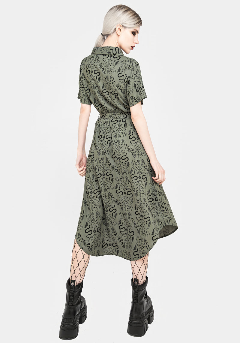 Dominion Snake Print Midi Shirt Dress