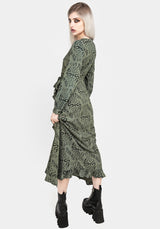 Dominion Snake Print Midi Wrap Dress