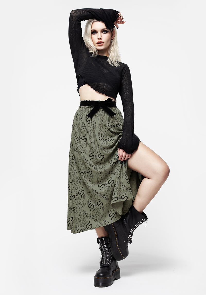 Dominion Snake Print Midi Skirt