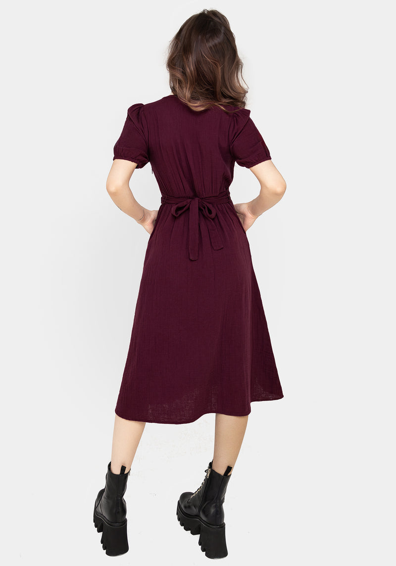 Poultice Embroidered Cotton Midi Dress