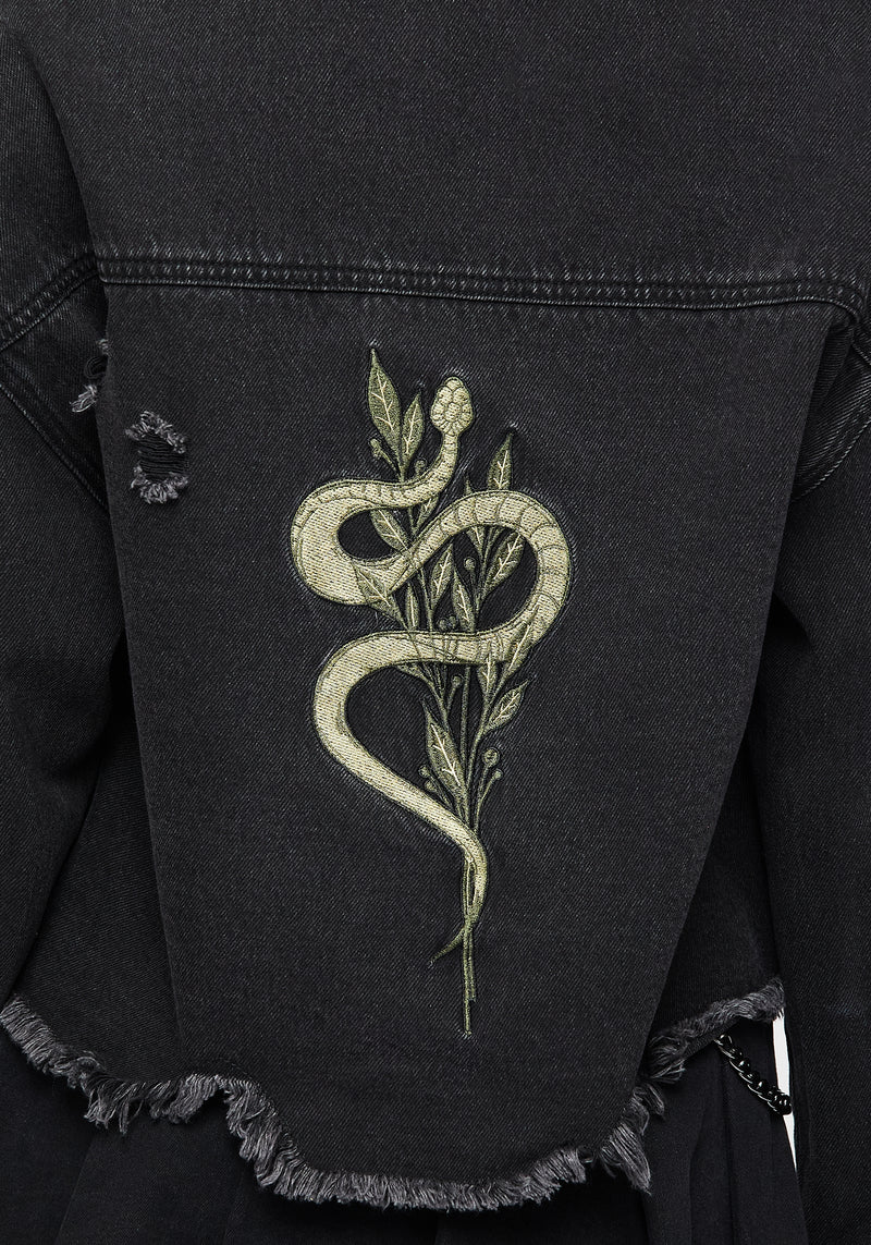 Nirah Embroidered Crop Denim Jacket