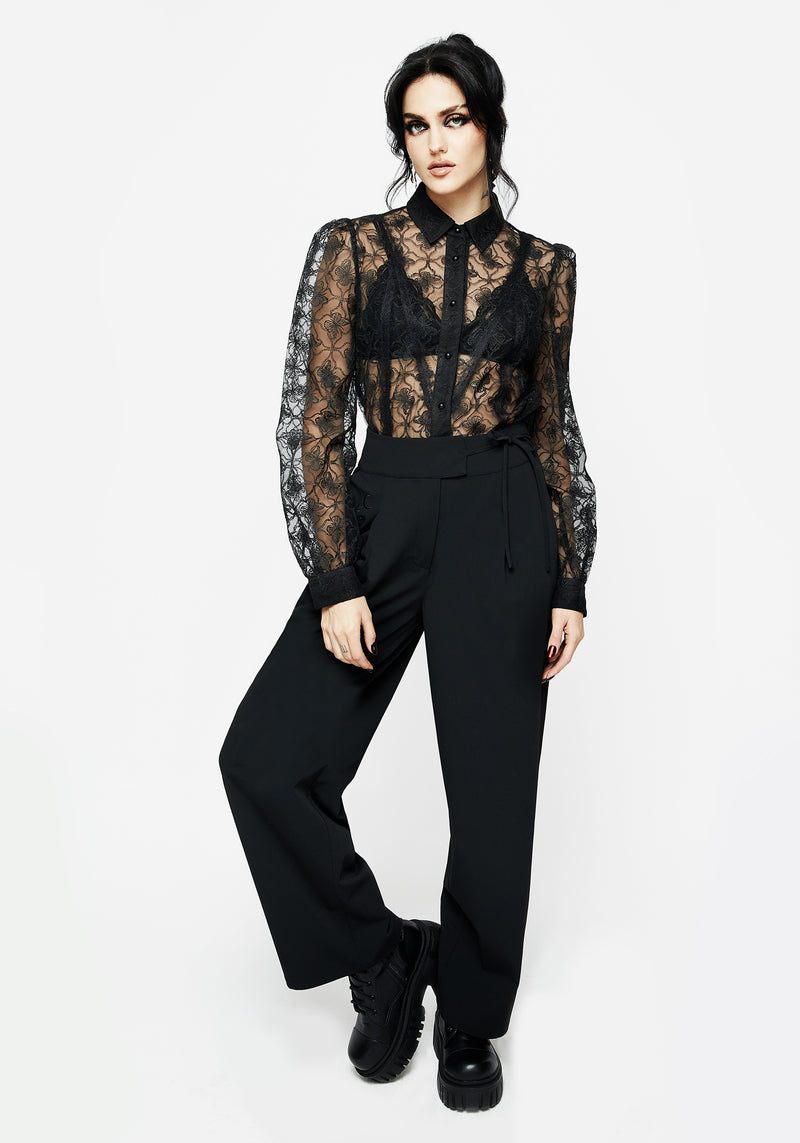 Asteria Tie Waist Embroidered Trousers