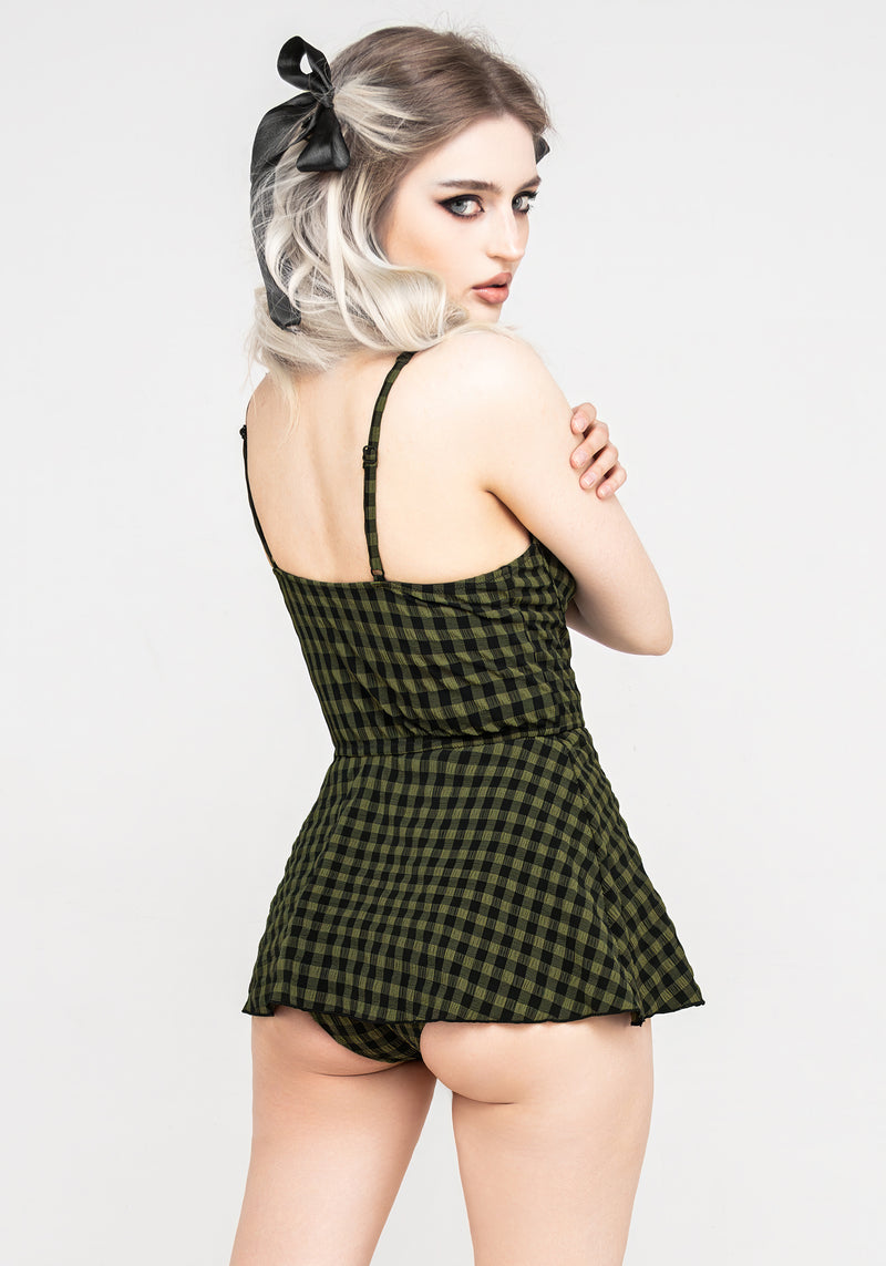 Terra Gingham Peplum Skirted Swimsuit