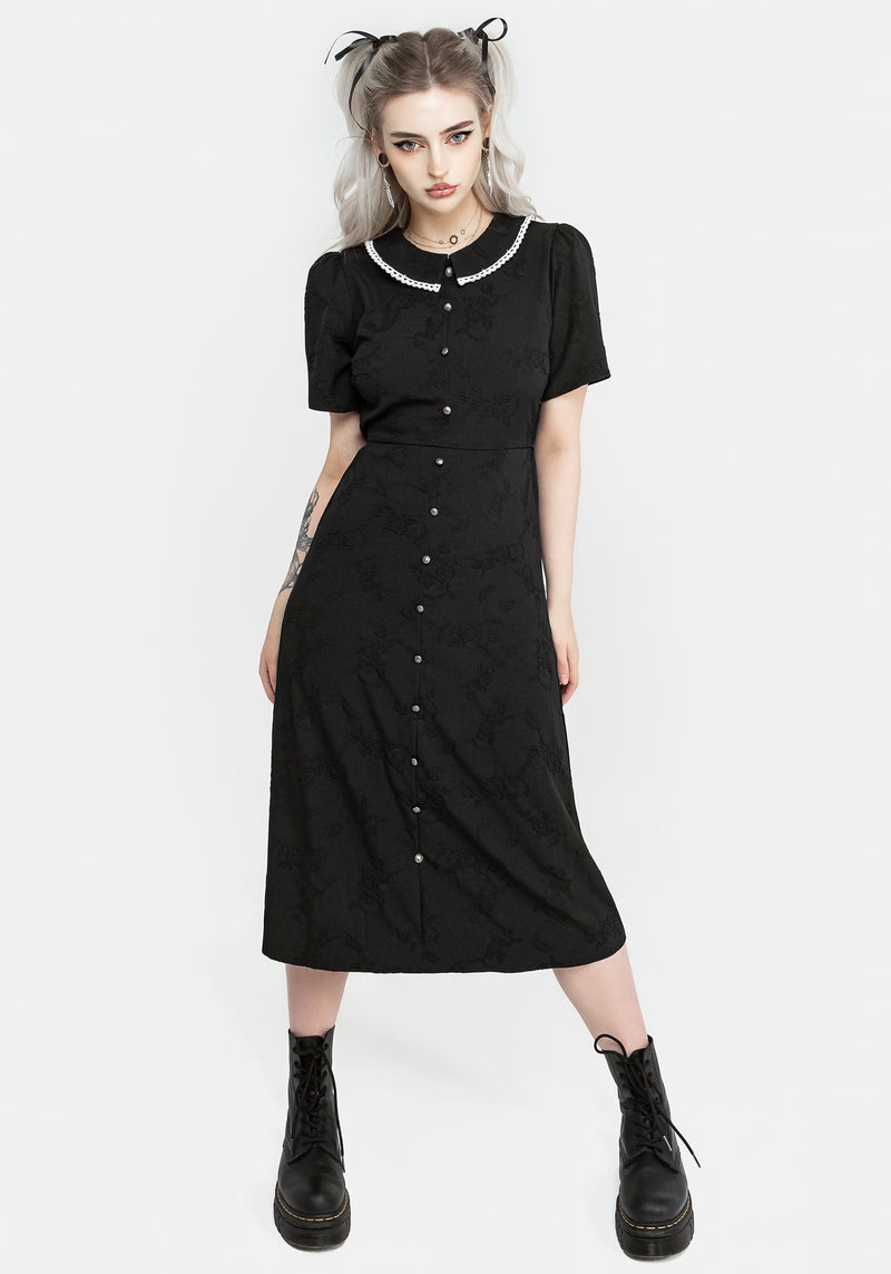 Medea Button Front Collared Midi Dress