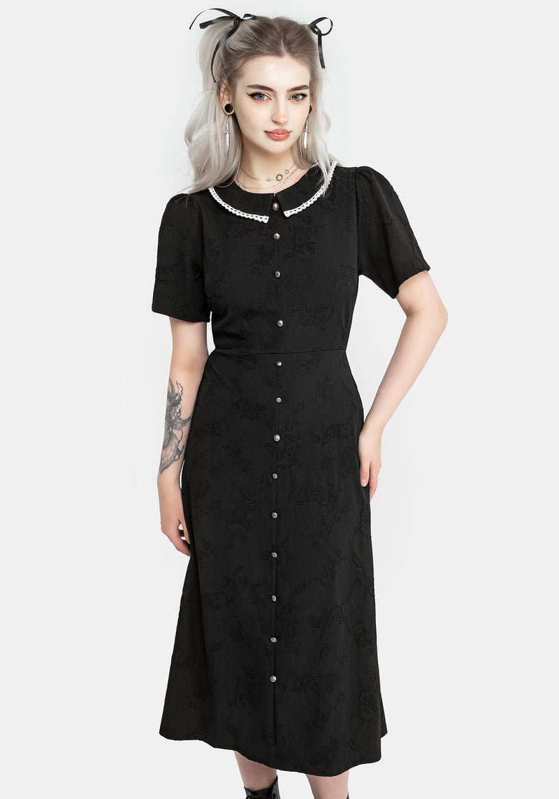 Medea Button Front Collared Midi Dress