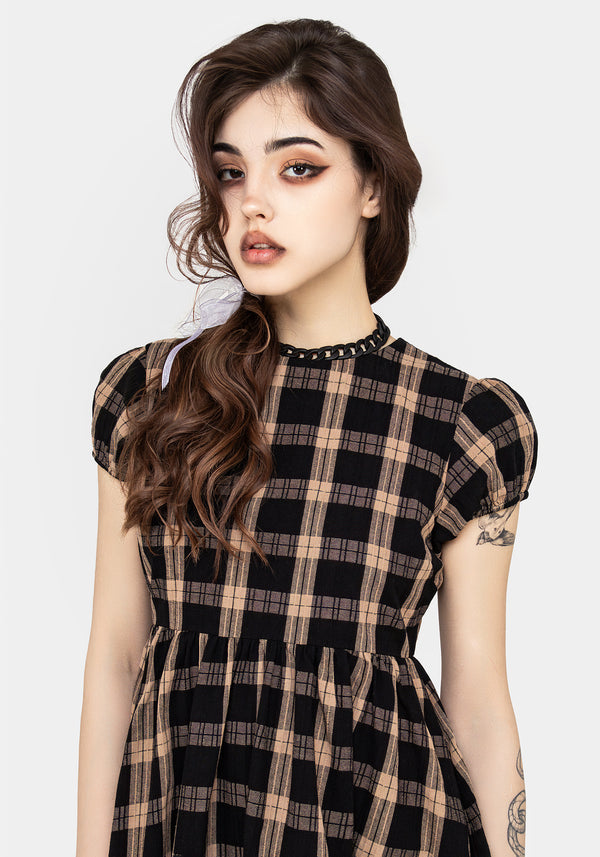 Backspace Check Mini Skater Dress