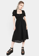 Obsidian Cotton Smock Midi Dress