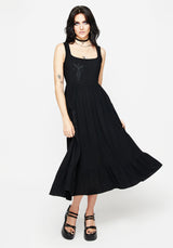 Mandrake Linen-Blend Embroidered Midi Dress