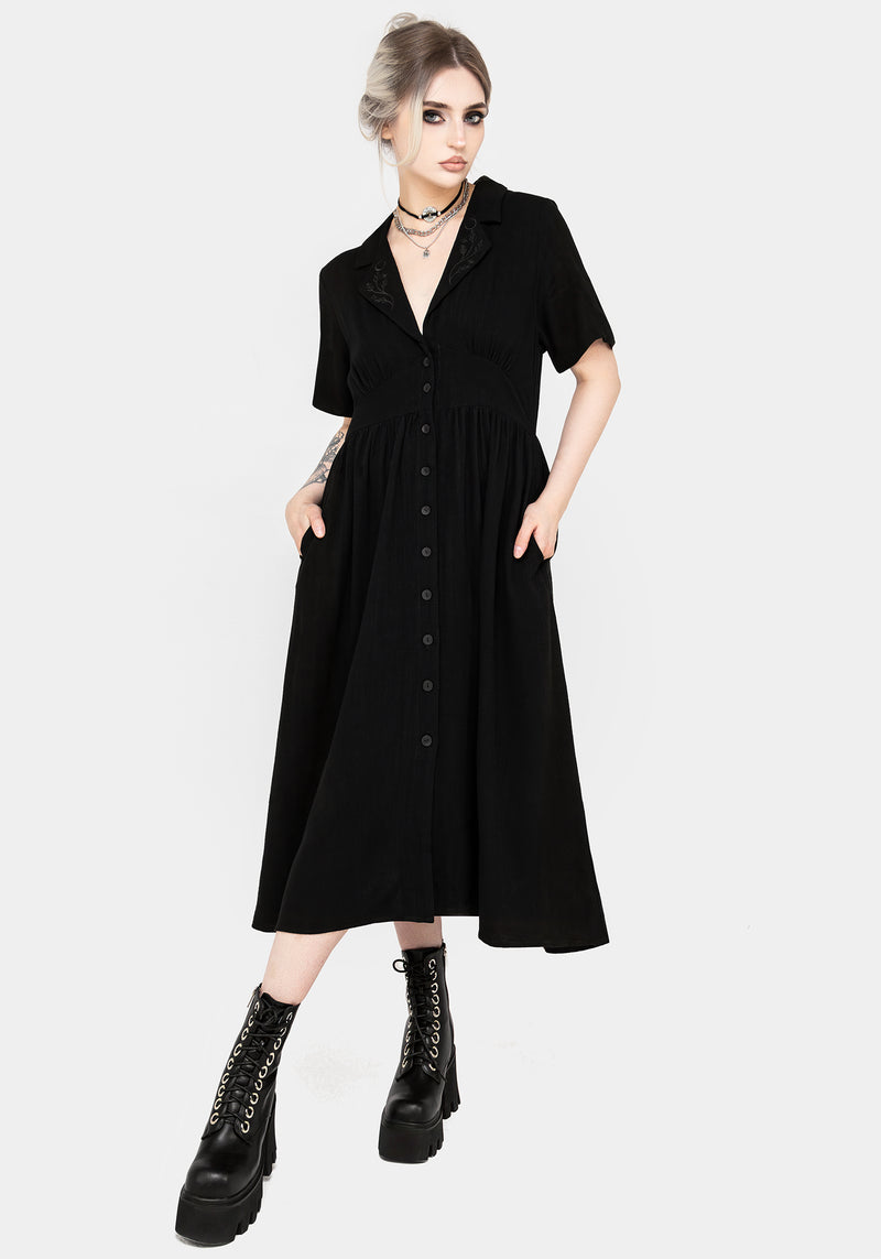 Jasmine Embroidered Midi Shirt Dress