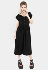 Scutellaria Embroidered Button Up Midi Dress