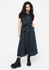 Jeannie Check Cotton Belted Apron Maxi Dress